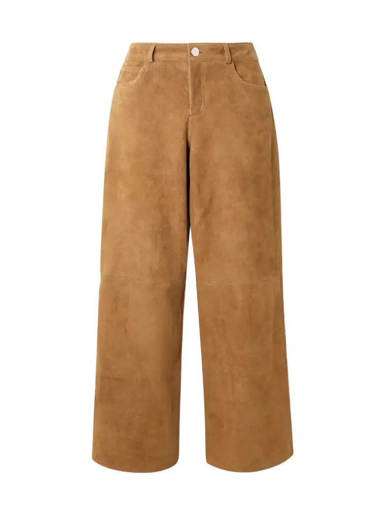 Nour Hammour Milo Paneled Suede Wide-leg Pants