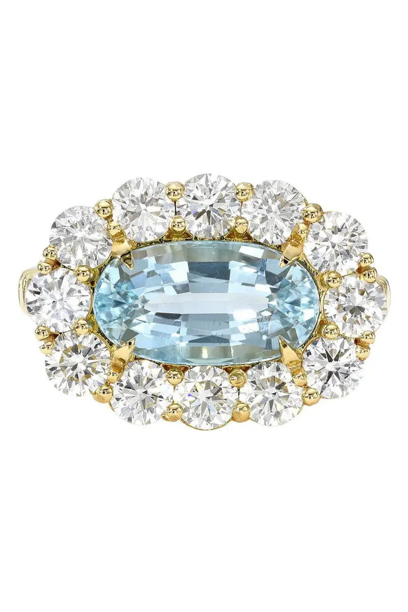 RETROUVAI Aquamarine Diamond Heirloom Ring