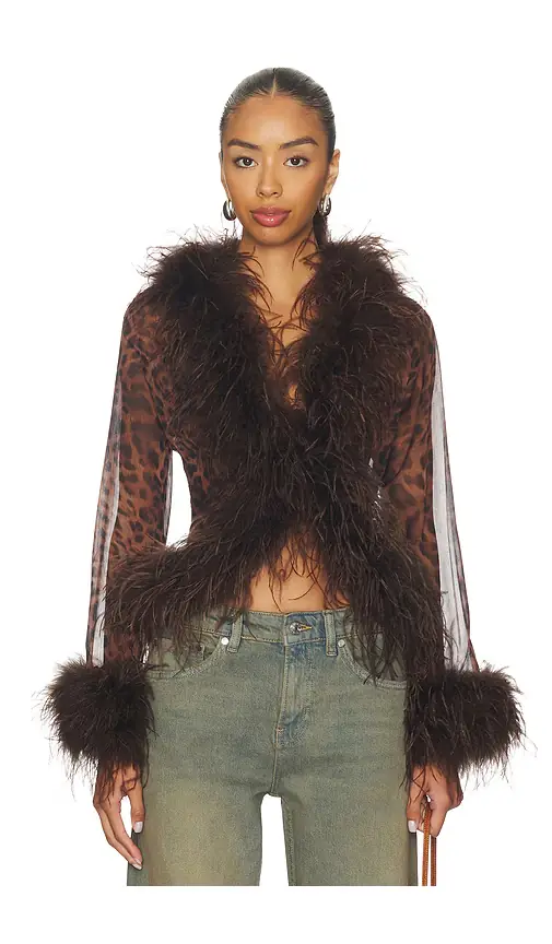 Bubish Gigi Sheer Feather Blouse Top