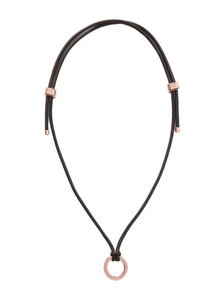 Brunello Cucinelli Leather And Rose Gold-tone Necklace