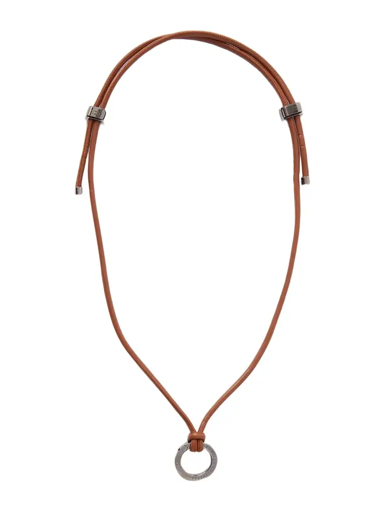 Brunello Cucinelli Leather And Silver-tone Necklace