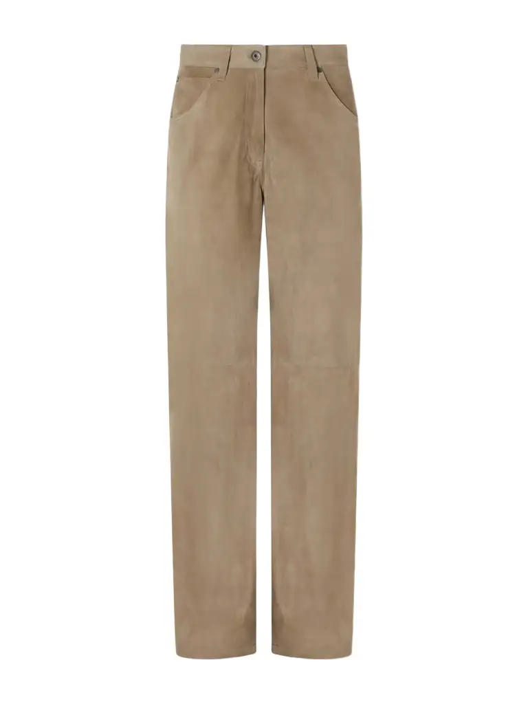 Brunello Cucinelli Embellished Paneled Suede Wide-leg Pants