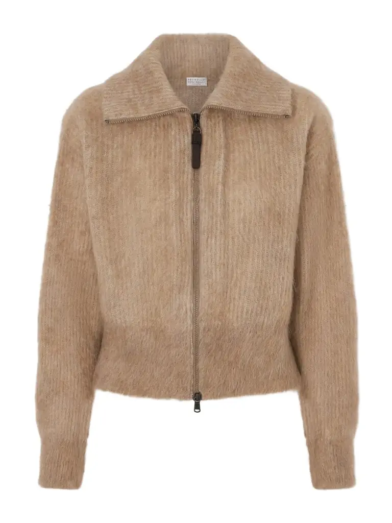 Brunello Cucinelli Ribbed Brushed-knit Zip-up Cardigan