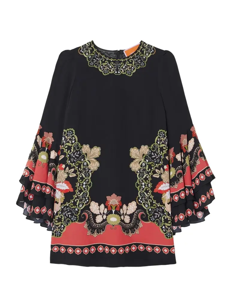 La DoubleJ Friday Ruffled Printed Crepe Mini Dress