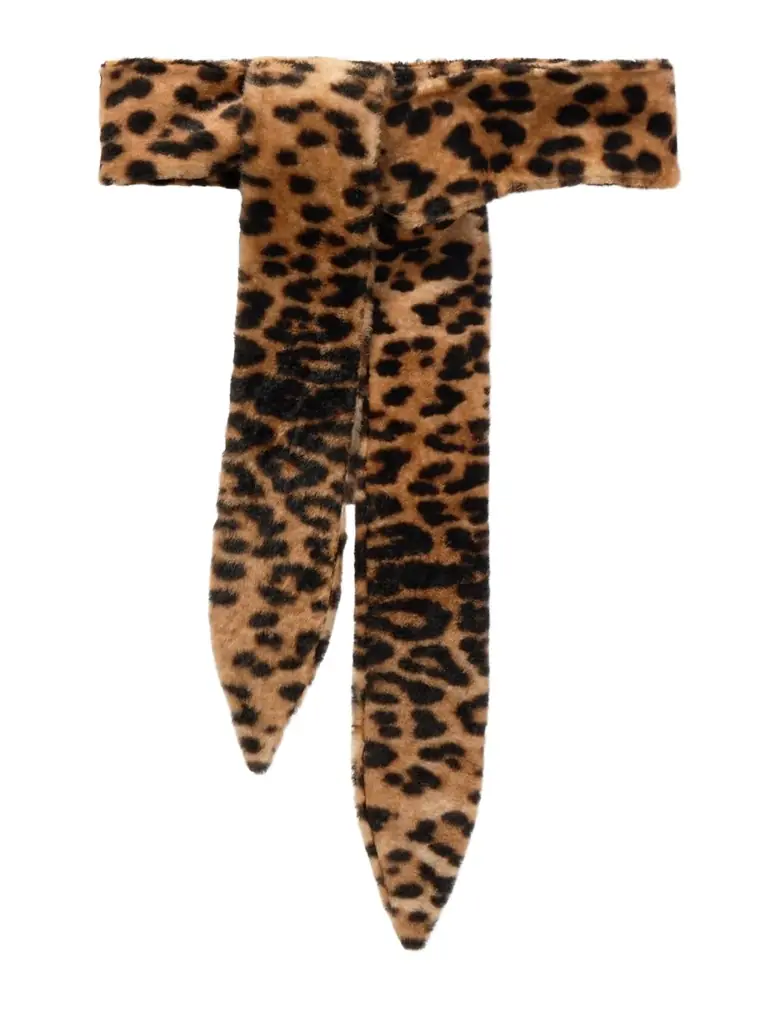 Nour Hammour Sash Leopard-print Shearling Belt