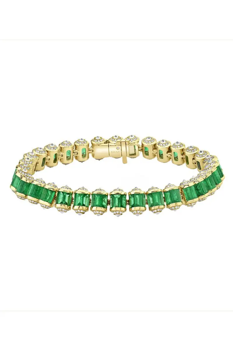 SHAY JEWELRY Diamond Emerald Medium Ripple Bracelet