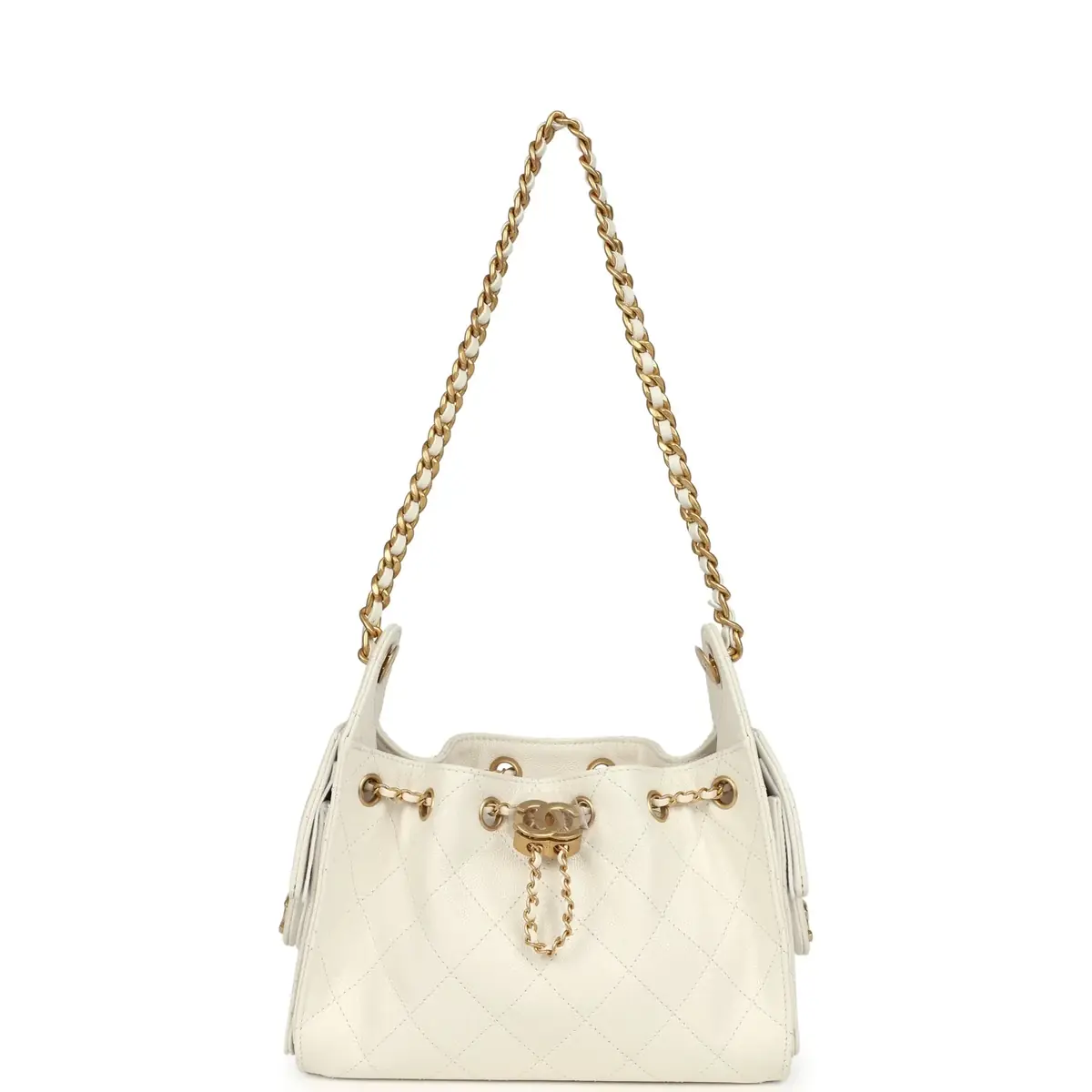 Chanel Chanel Mini 25 Hobo Bag White Caviar Antique Gold Hardware