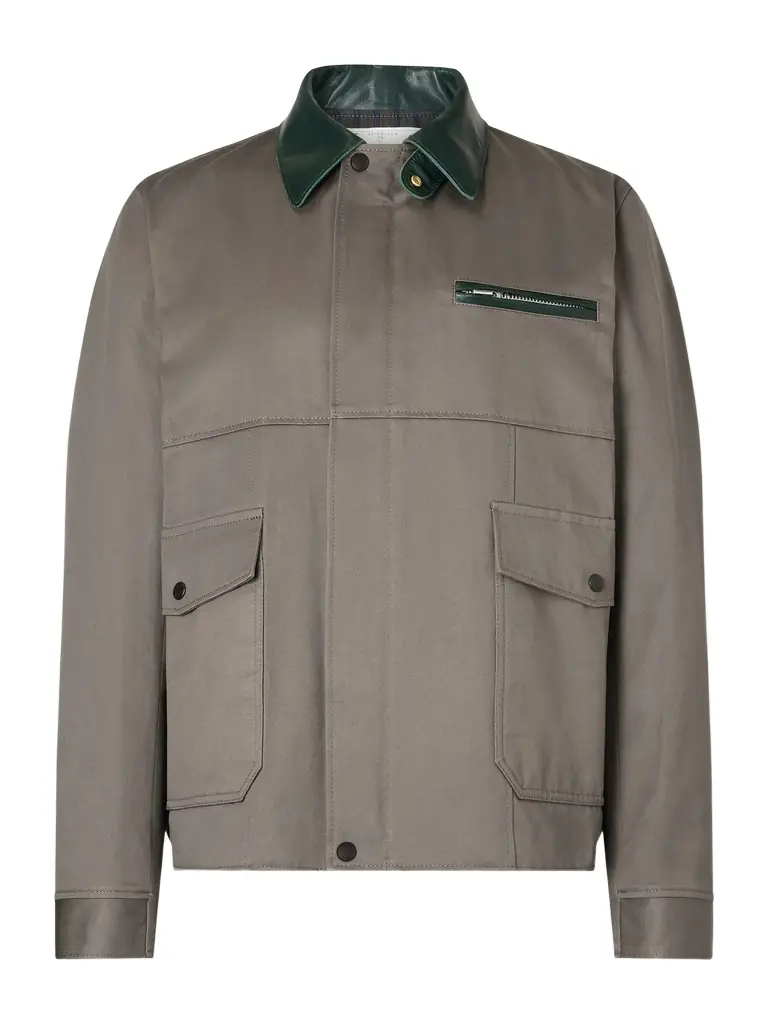 Sacai Leather-Trimmed Cotton-Twill Bomber Jacket - Men