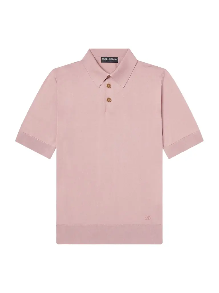 Dolce&Gabbana Logo-Embroidered Silk Polo Shirt - Men