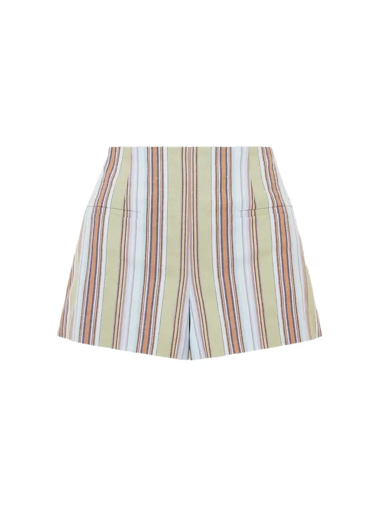 Faithfull Aurora Striped Cotton And Linen-blend Shorts