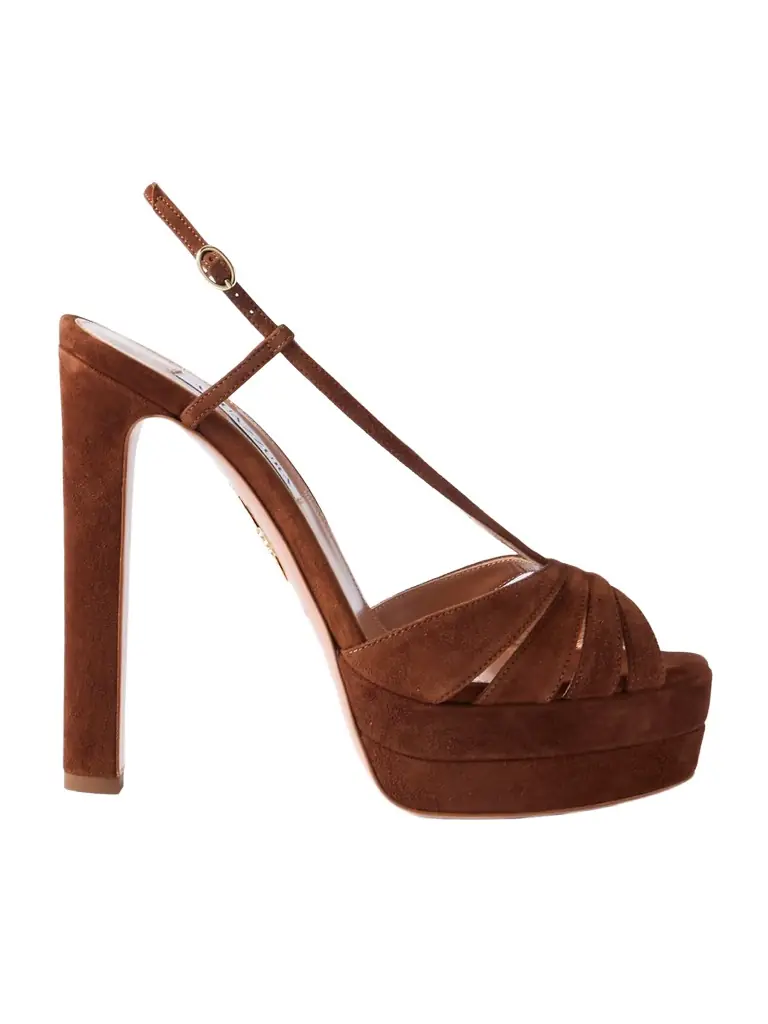 Aquazzura Aimée 130 Suede Platform Sandals