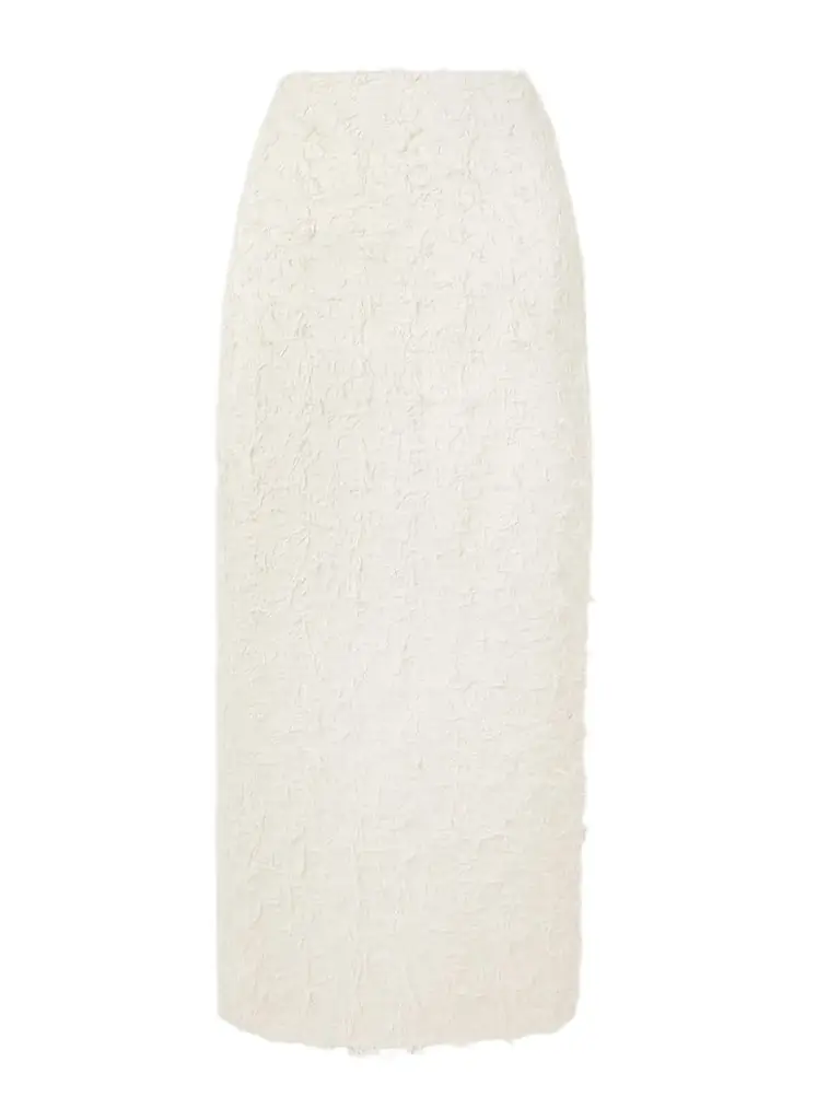 DESTREE Monica Frayed Organic Cotton-twill Midi Skirt