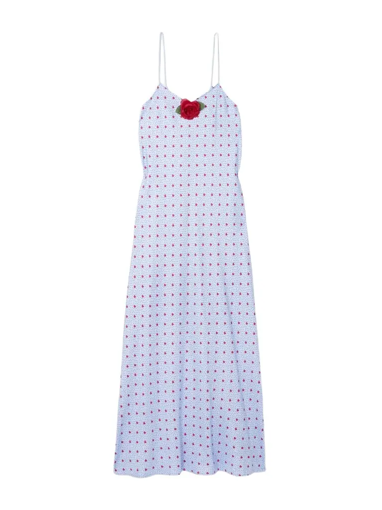 Rodarte Appliquéd Printed Silk-twill Midi Dress