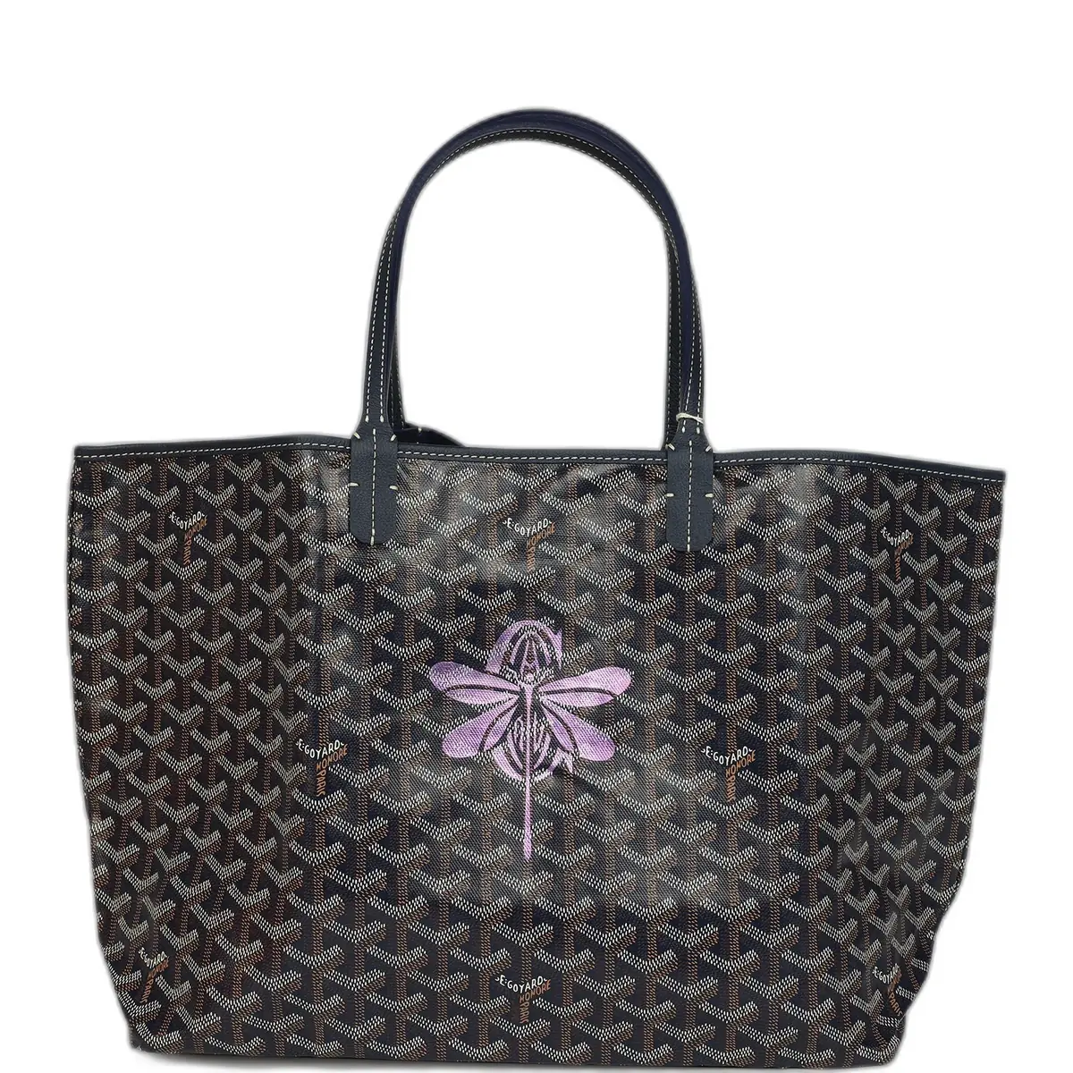 goyard Goyard Goyardine Navy Saint Louis PM Tote Bag Palladium Hardware