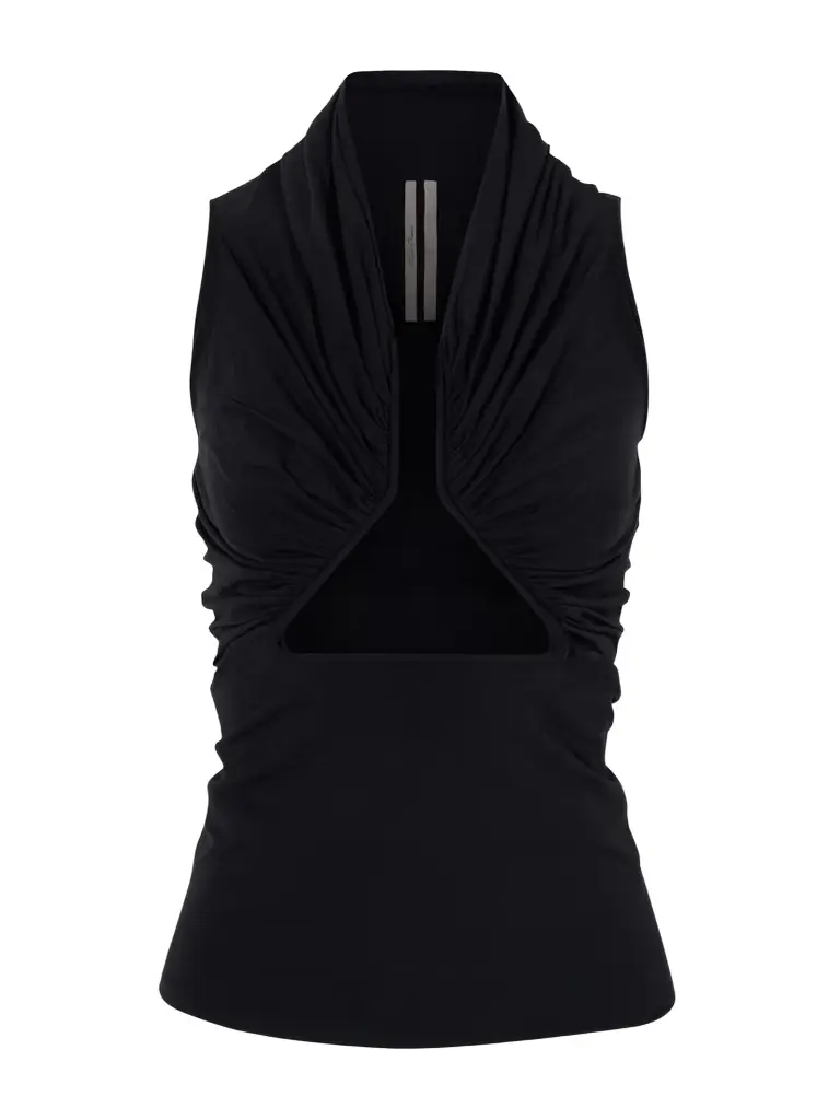 Rick Owens Cutout Gathered Jersey Top