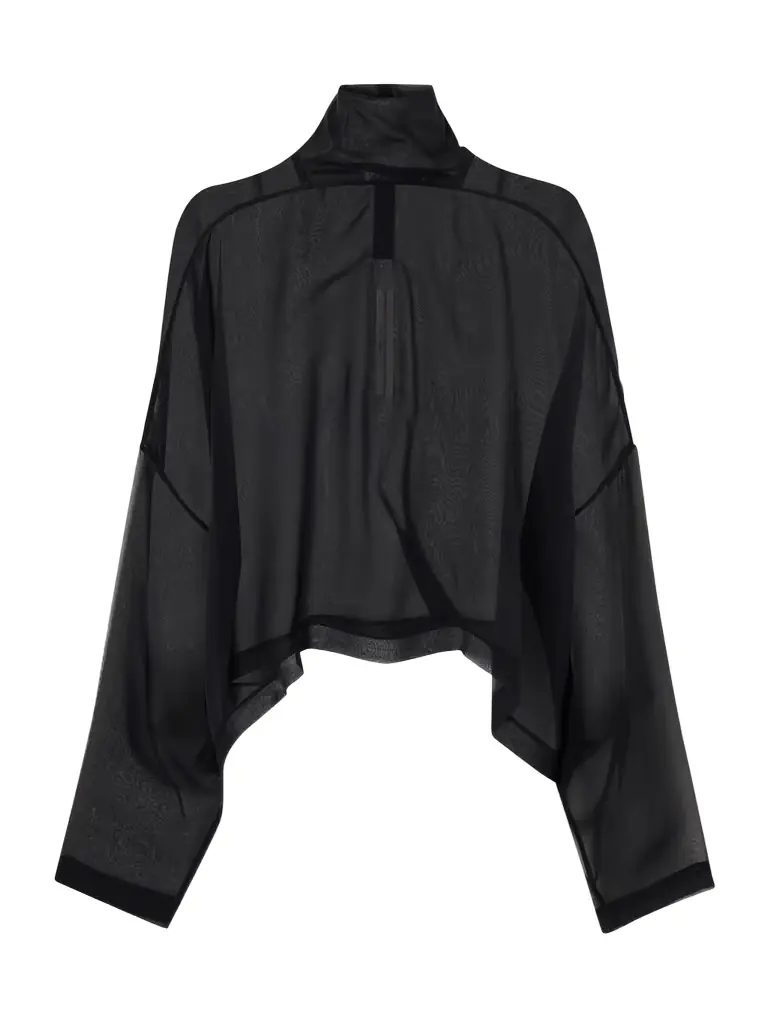 Rick Owens Jumbo Tabard Silk-chiffon Turtleneck Blouse