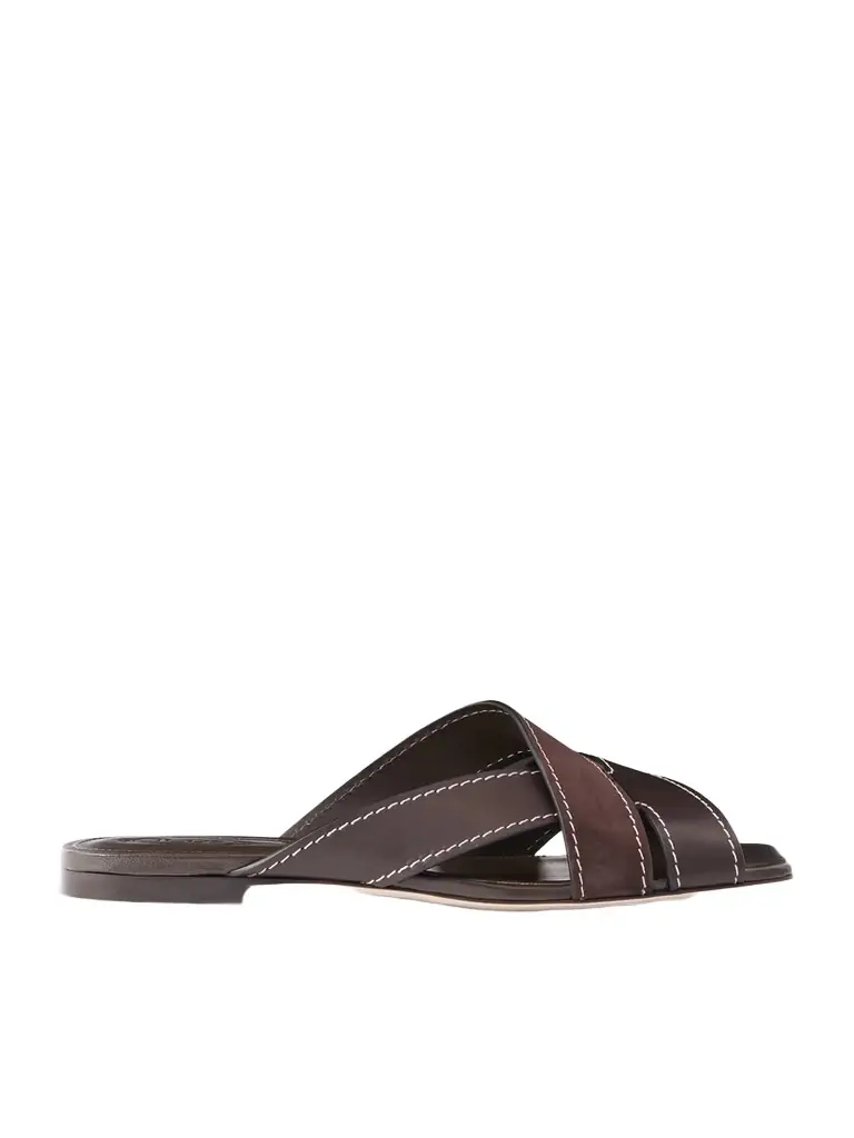 Tod's Suede And Leather Slides
