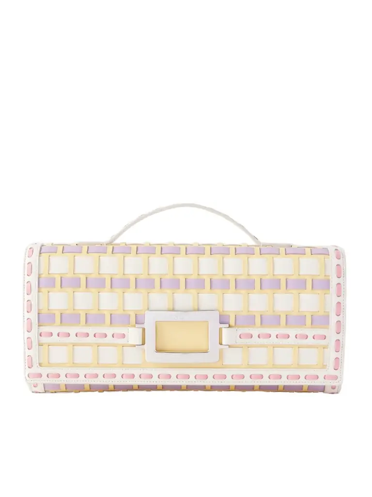 Roger Vivier Belle Vivier Buckled Leather Clutch