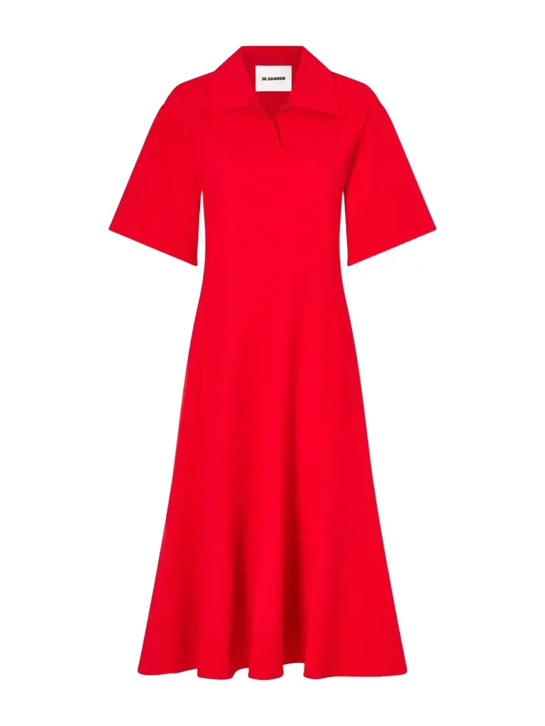 Jil Sander Paneled Crepe Midi Dress