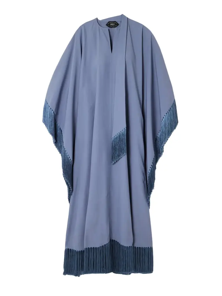 Taller Marmo Hammamet Fringed Crepe-cady Cape-effect Gown