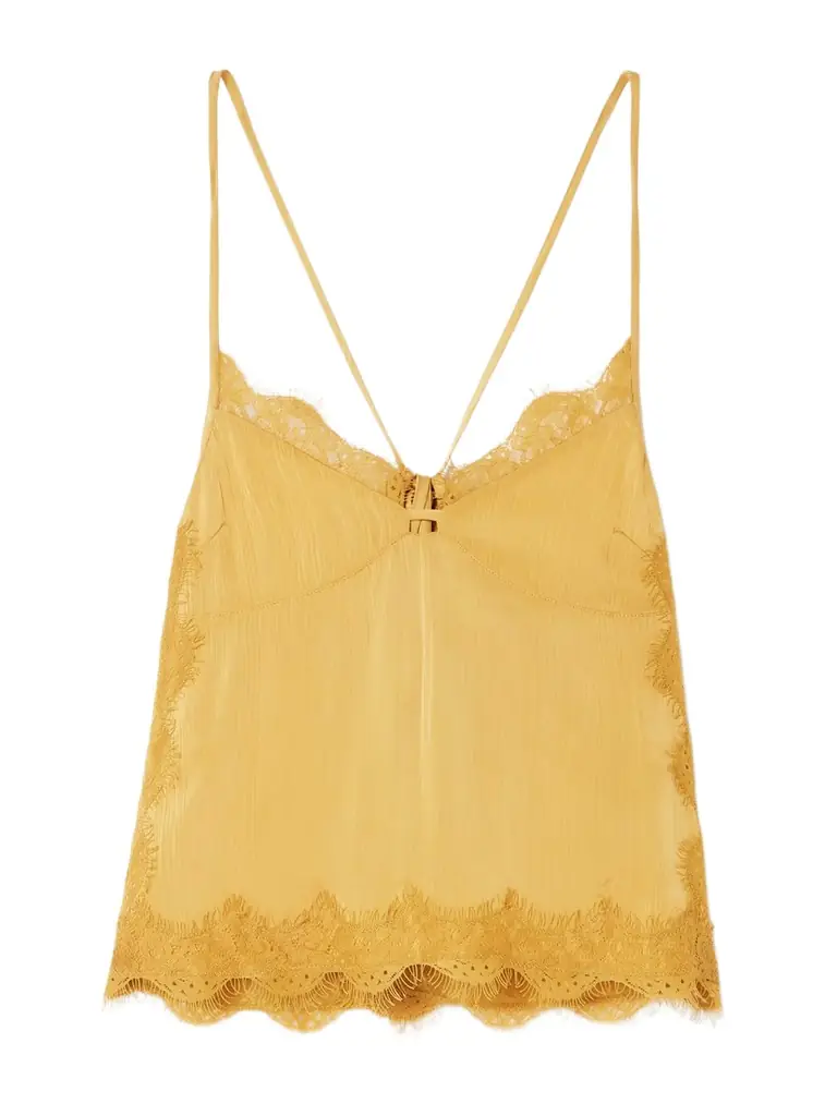 R13 Tie-detailed Lace And Crepon Camisole