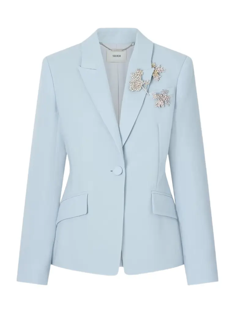Erdem Embellished Wool-crepe Blazer