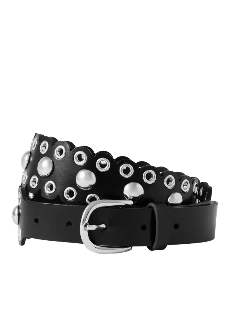 Isabel Marant Zalla Studded Scalloped Leather Belt