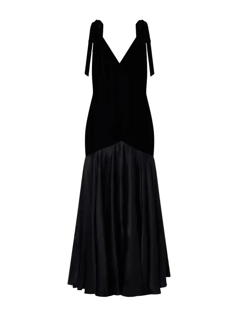 Rodarte Bow-detailed Velvet And Silk-satin Gown