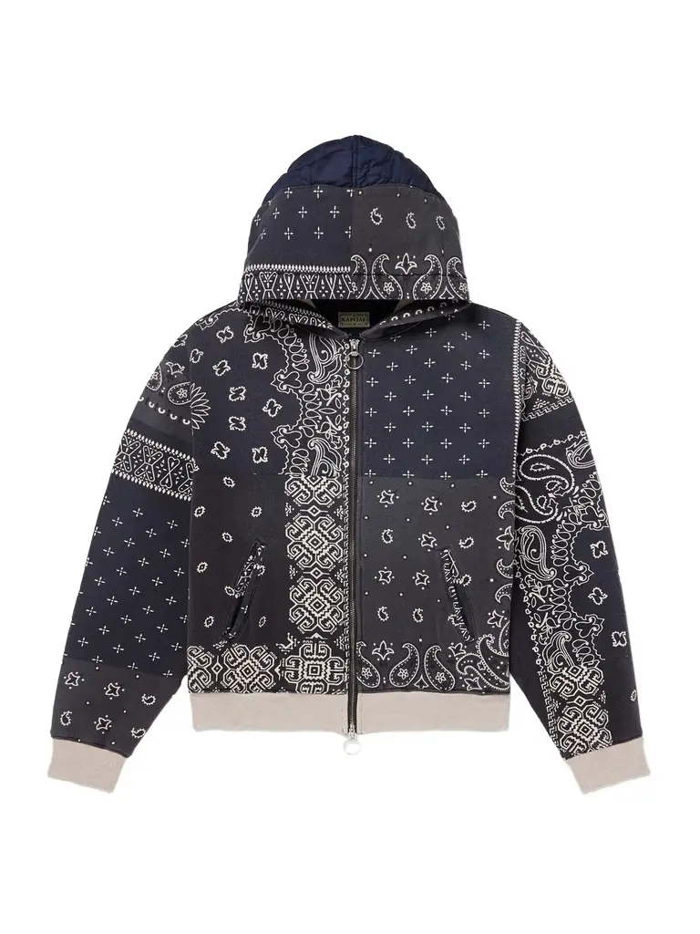 KAPITAL Panelled Bandana-Print Cotton-Jersey and Quilted Shell Hoodie - Men