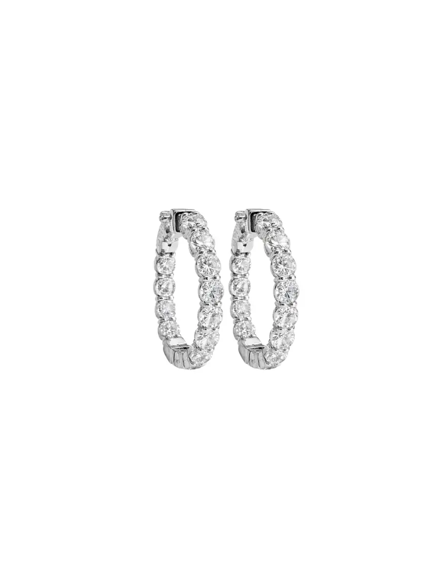 Wish Fine Jewelry 4.89ct Diamond 18K Gold Inside Out Hoop Earrings