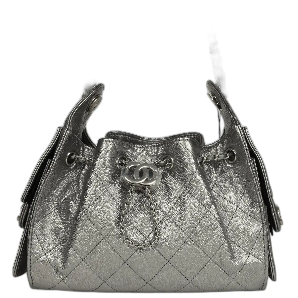 Chanel Chanel Mini 25 Hobo Bag Anthracite Metallic Caviar Silver Hardware