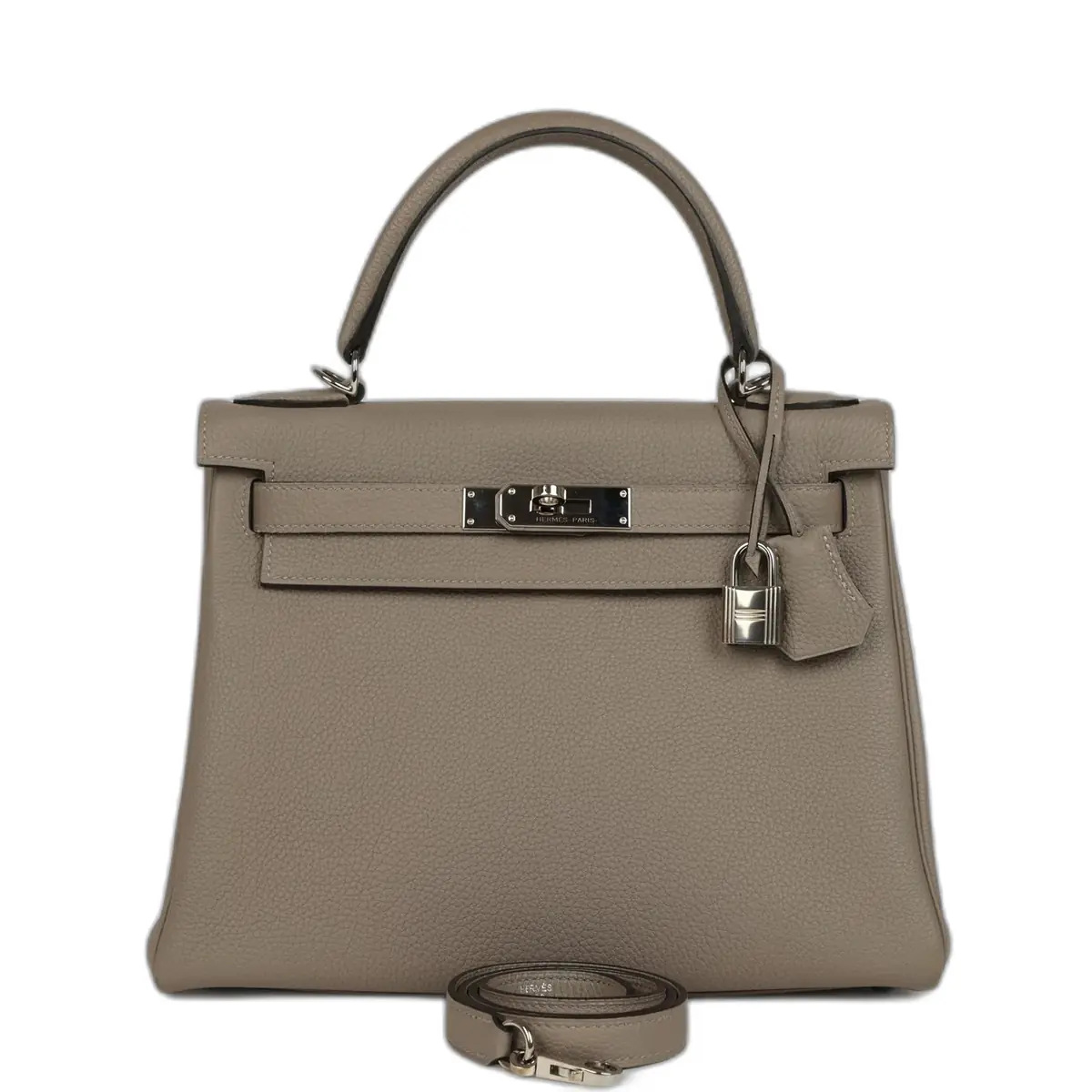 hermes Pre-owned Hermes Kelly Retourne 28 Gris Asphalt Togo Palladium Hardware