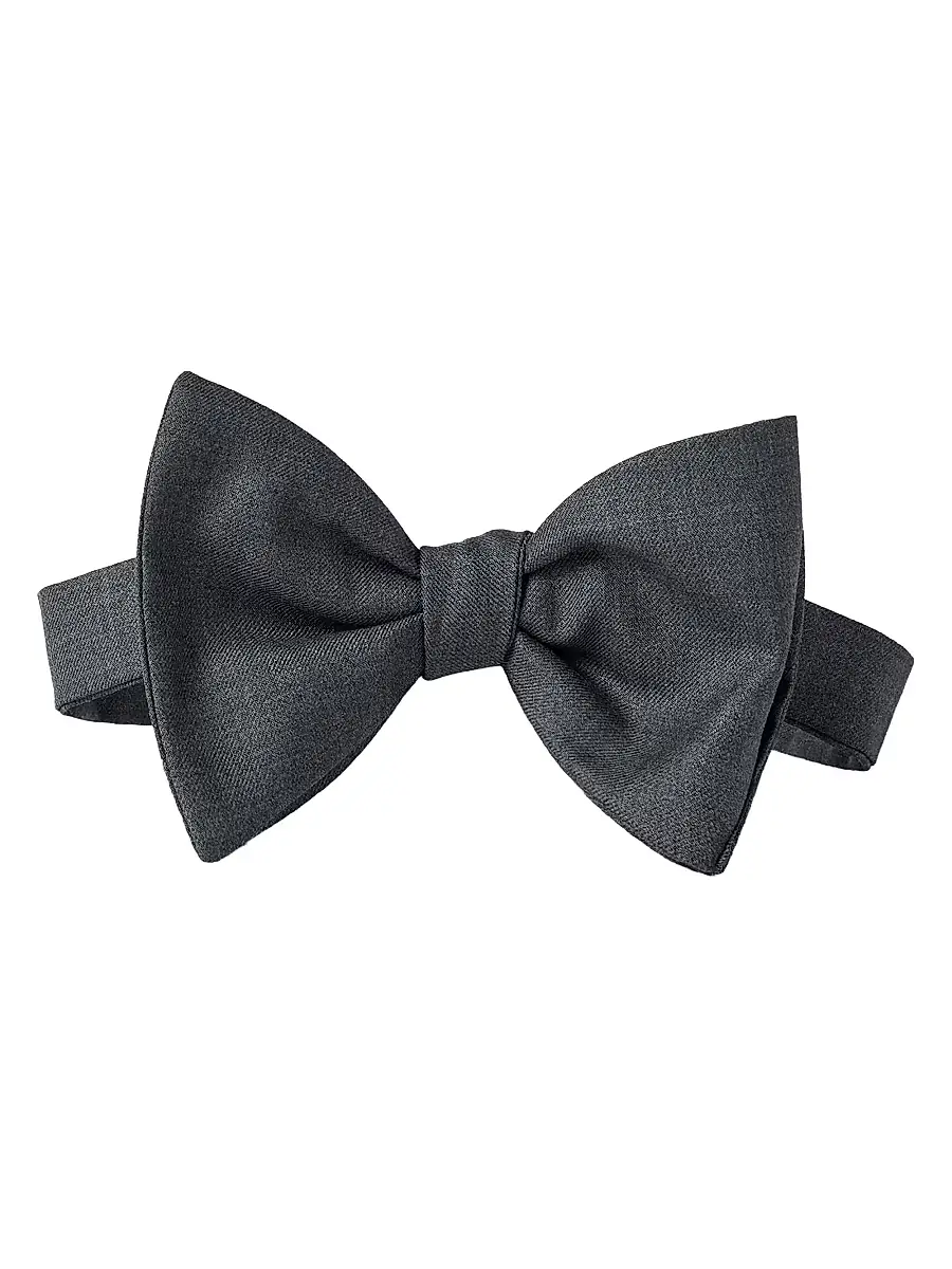 Brunello Cucinelli Men's Virgin Wool and Silk Twill Bow Tie - Grey