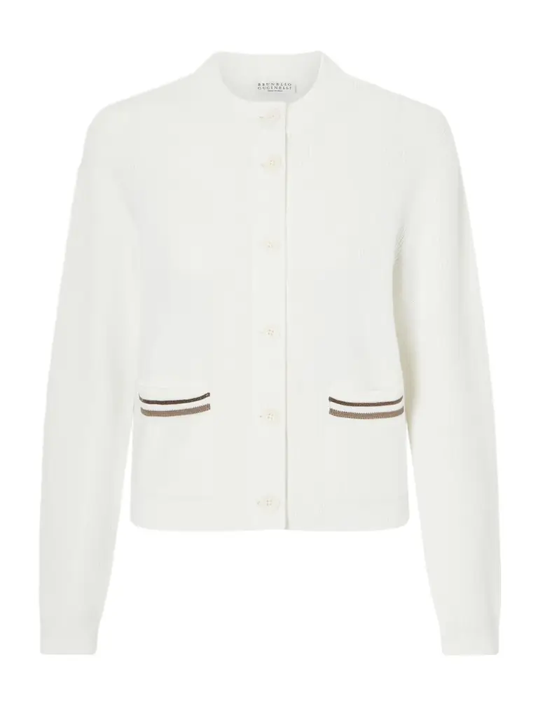 Brunello Cucinelli Bead-embellished Ribbed Cotton Cardigan