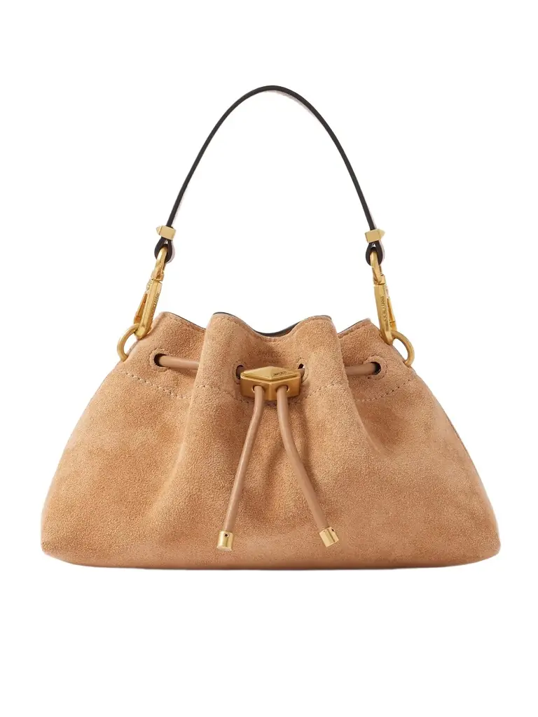 Jimmy Choo Cinch Small Leather-trimmed Suede Shoulder Bag