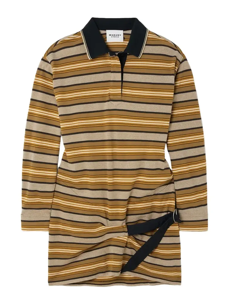 Marant Étoile Isea Gathered Buckle-detailed Organic Cotton-piqué Mini Dress