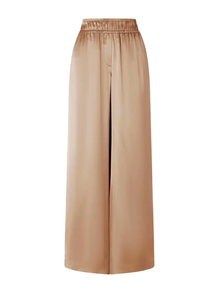 Brunello Cucinelli Stretch Silk-blend Satin Wide-leg Pants