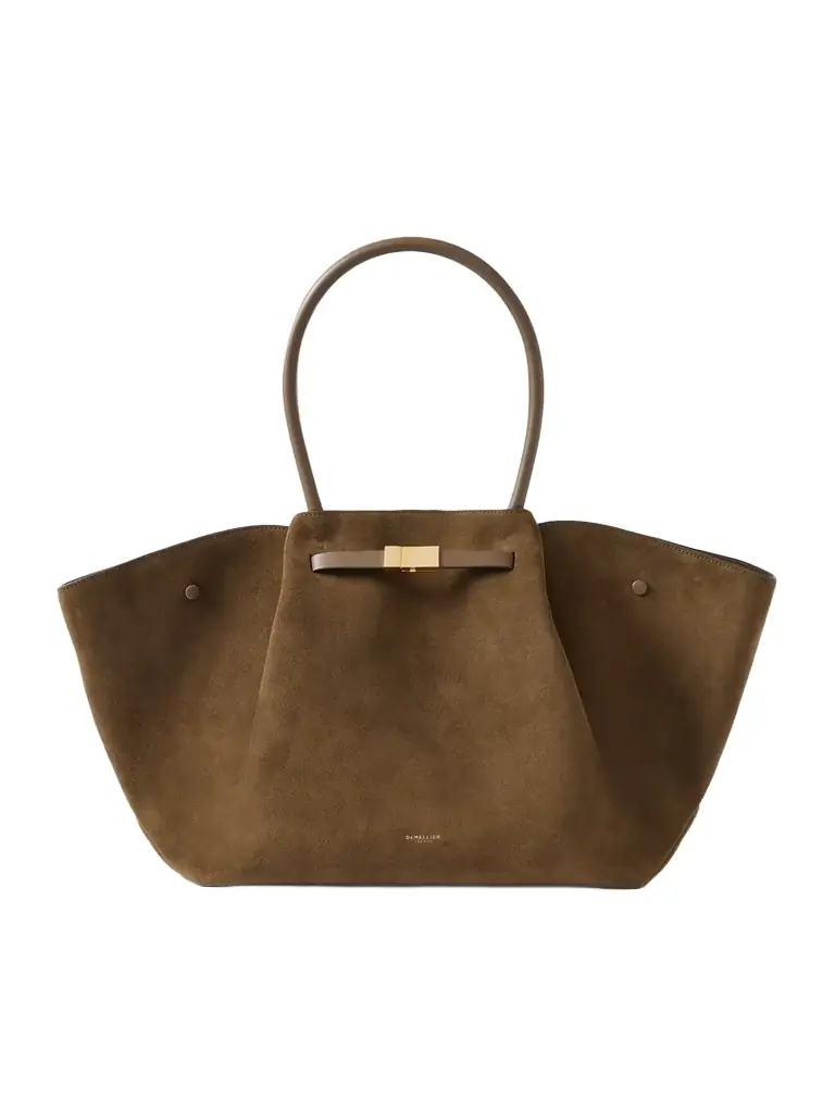 DeMellier The New York Large Leather-trimmed Suede Tote
