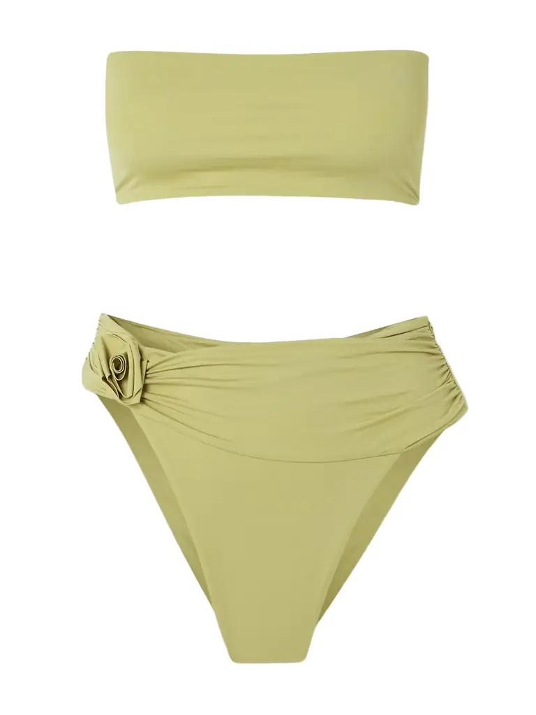 Maygel Coronel Alheli Appliquéd Ruched Bandeau Bikini