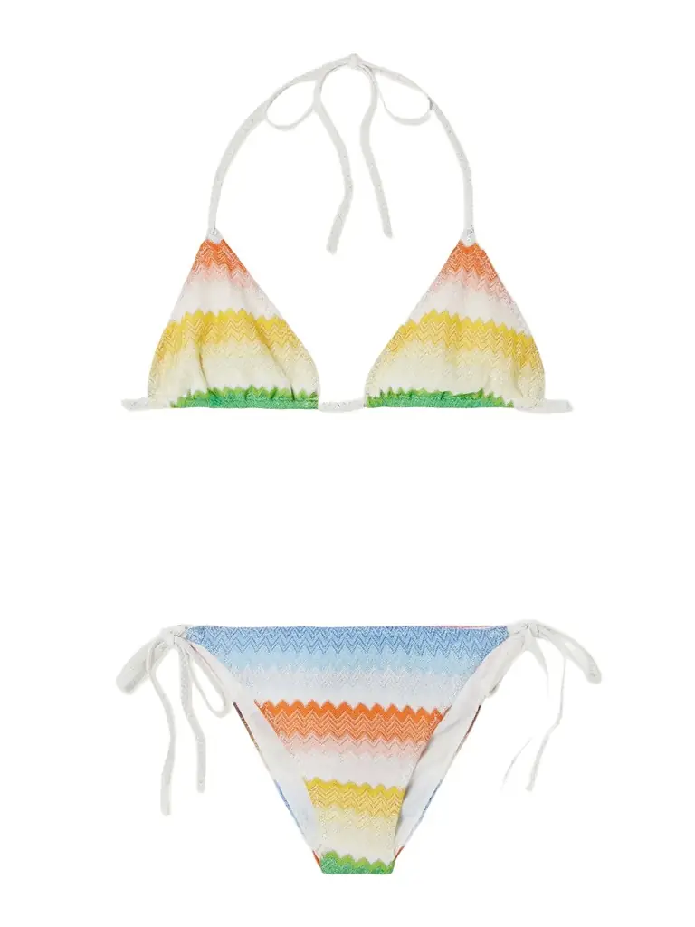 Missoni Mare Striped Metallic Crochet-knit Triangle Bikini