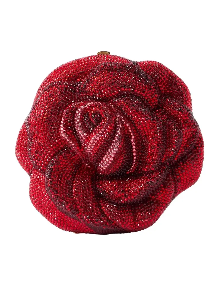 Judith Leiber Couture Rose Desiree Crystal-embellished Gold-tone Clutch