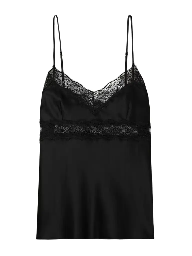 Nili Lotan Felicie Lace-trimmed Silk-charmeuse Camisole