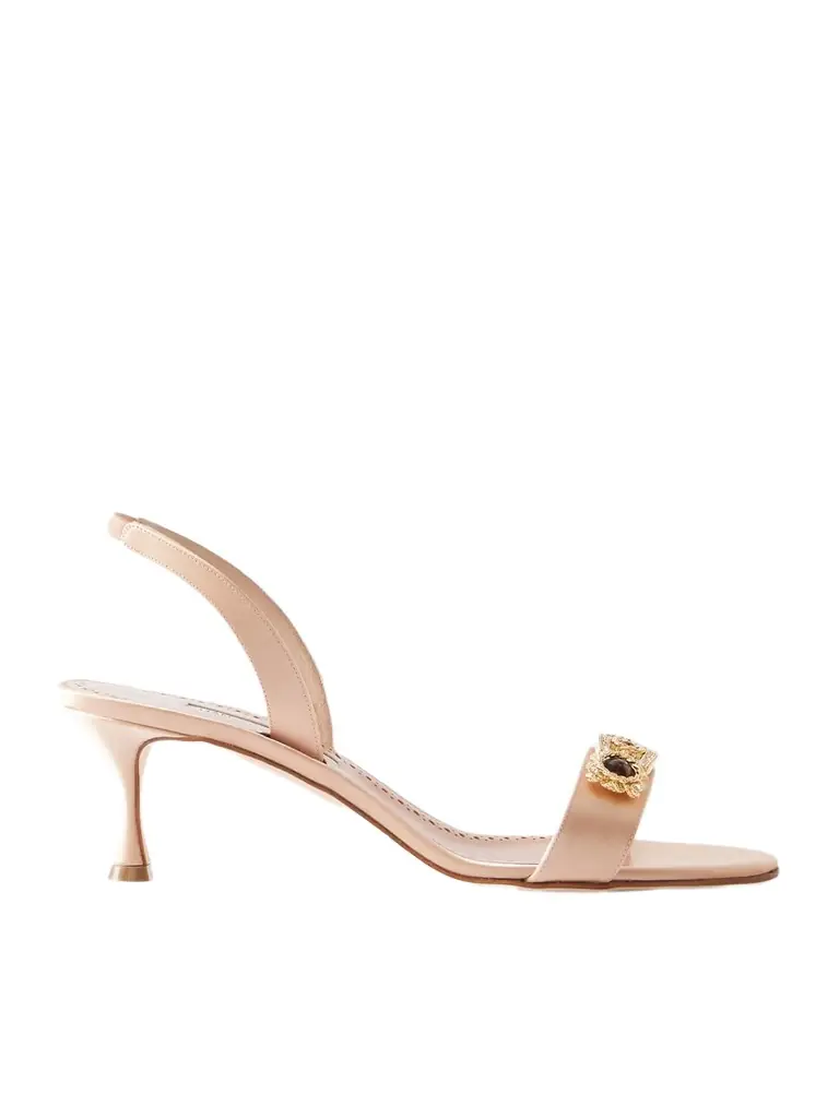 Manolo Blahnik Cupisan 50 Embellished Satin Slingback Sandals