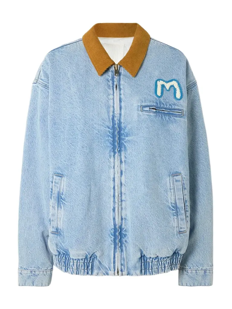 Mother The Super Sizer Corduroy-trimmed Appliquéd Denim Jacket