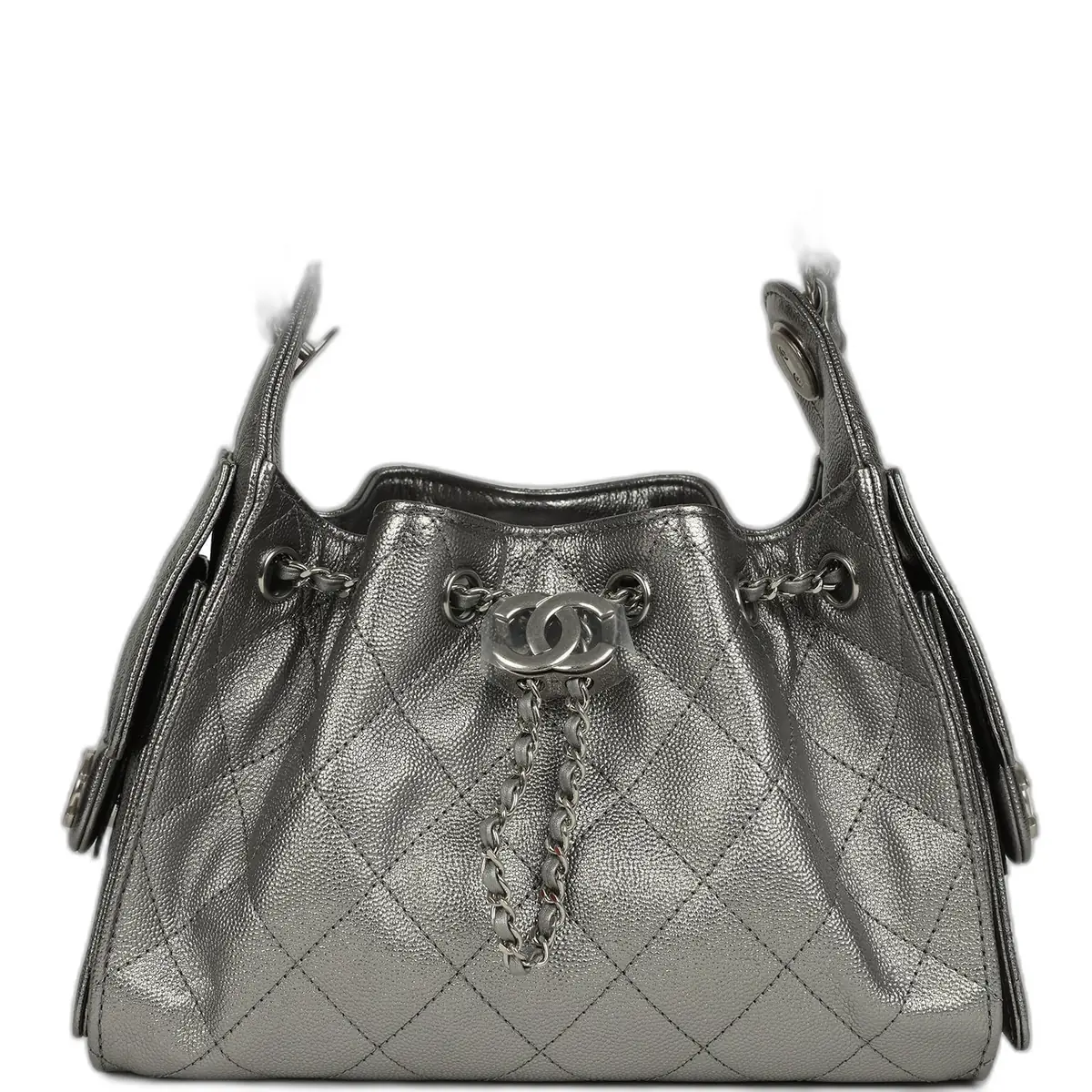 Chanel Chanel Mini 25 Hobo Bag Anthracite Metallic Caviar Silver Hardware