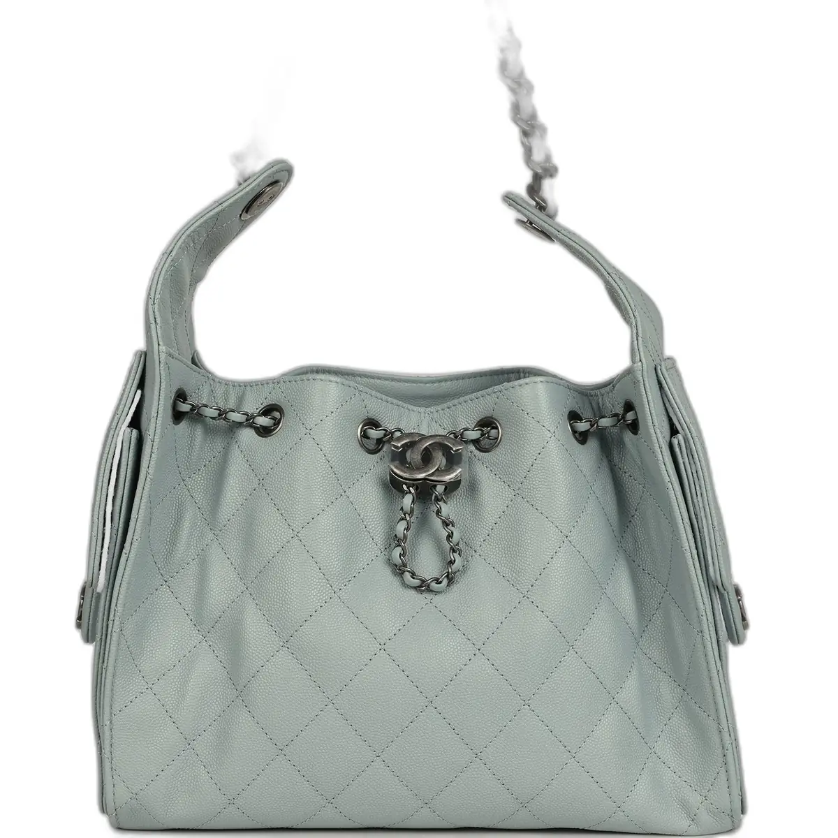Chanel Chanel Mini 25 Hobo Bag Light Blue Caviar Aged Ruthenium Hardware