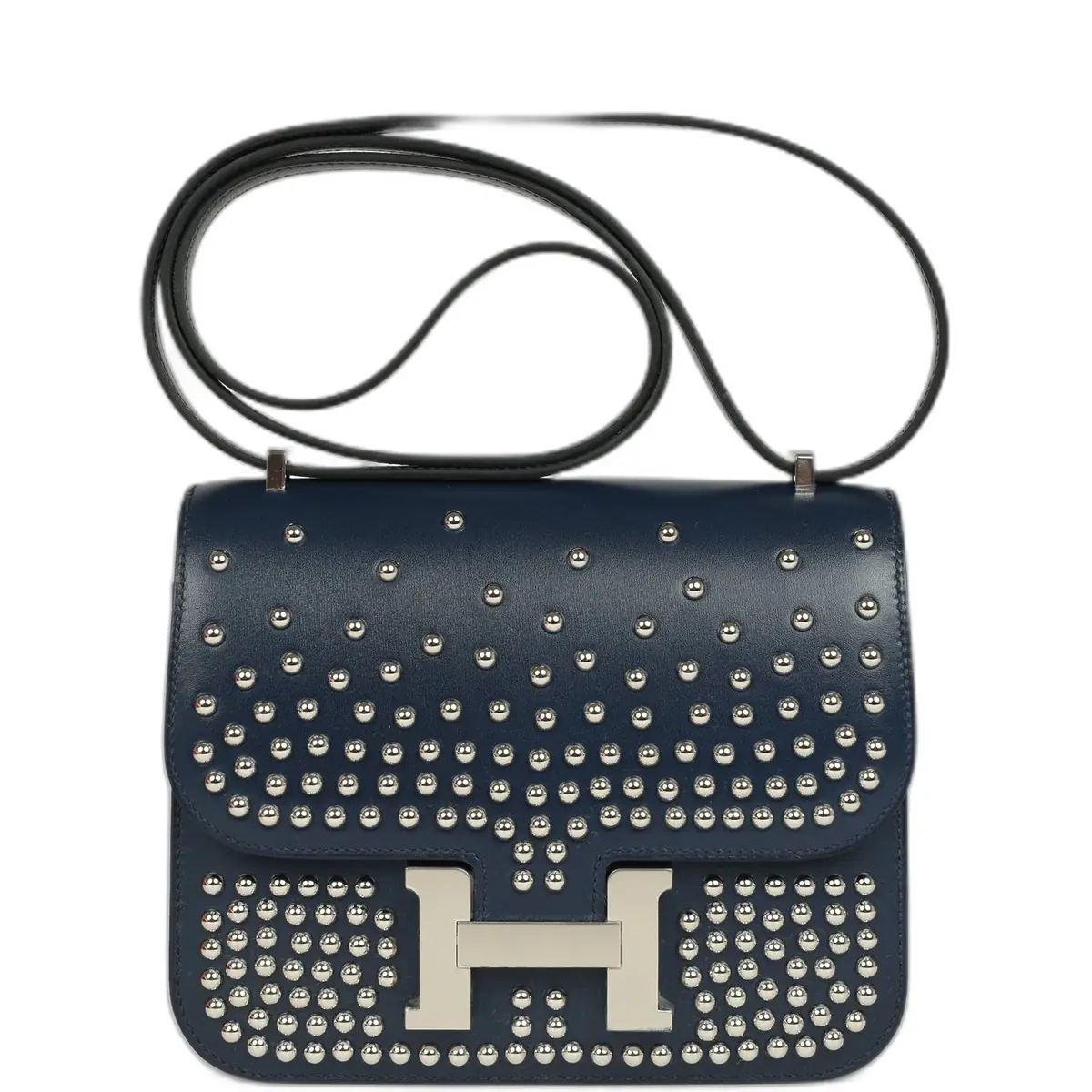 hermes Hermes Constance 18 Clouté Bleu Abysse Box Palladium Hardware