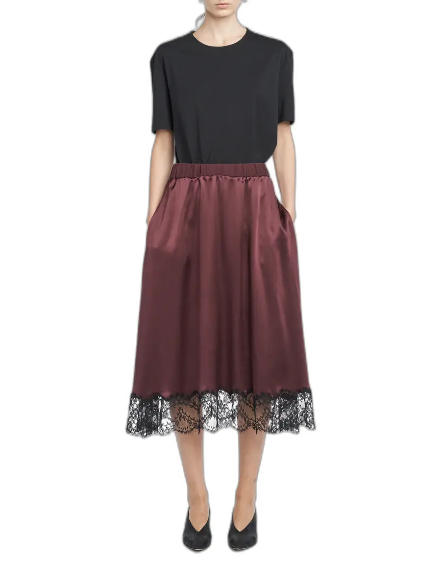 Maria McManus Lace-Trimmed Satin Circle Skirt