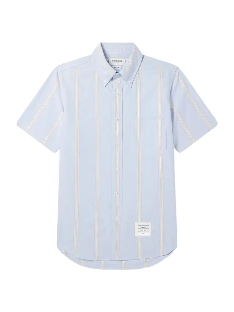 Thom Browne Button-Down Collar Striped Cotton Oxford Shirt - Men