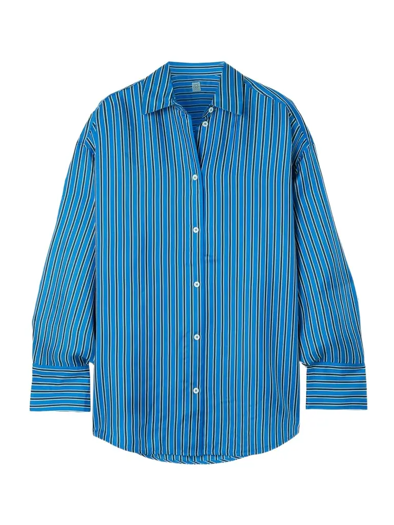 TOTEME Oversized Striped Silk-twill Shirt